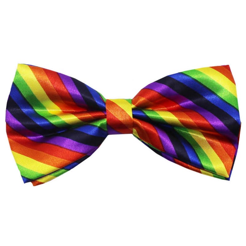 Rainbow Diagonal Stripe Bow Tie