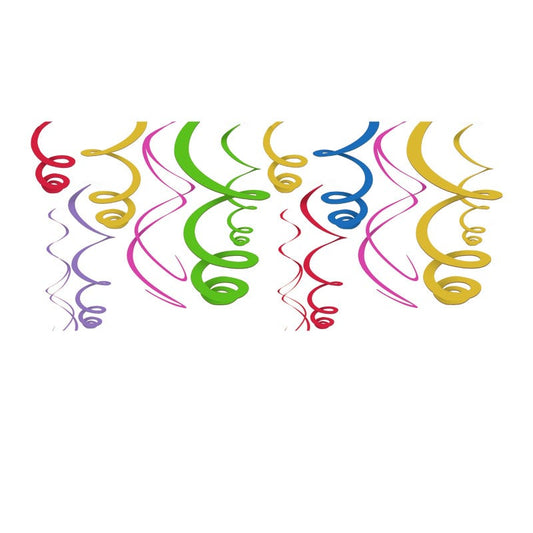 Rainbow Plastic Swirl Decorations (Pack of 12)