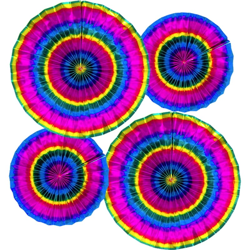 Metallic Rainbow Paper Fan Decorations (Pack of 4)