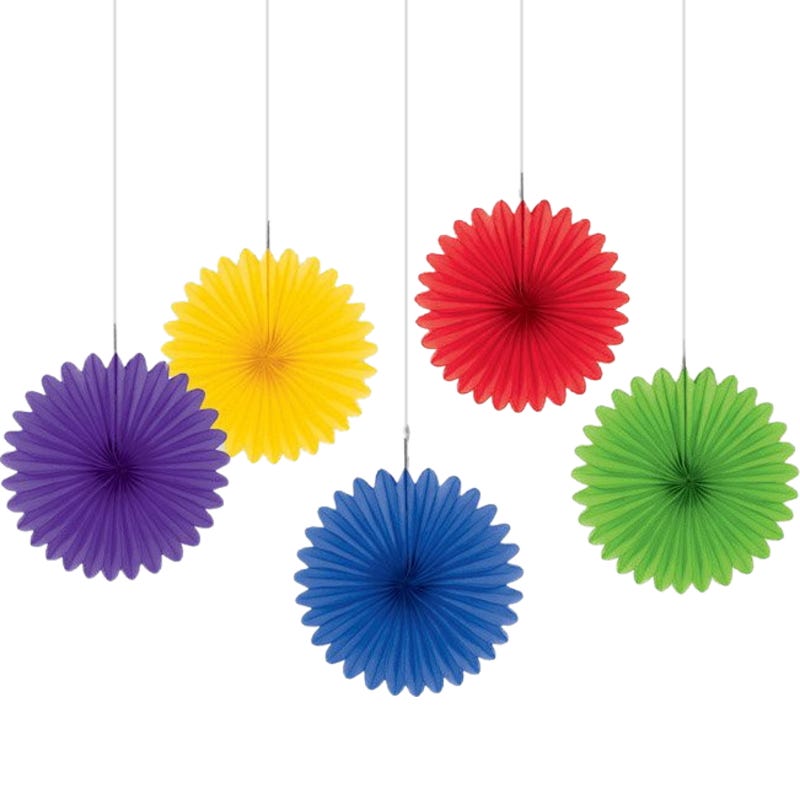 Rainbow Paper Fan Decorations (Pack of 5)