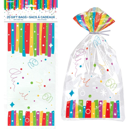 Rainbow Ribbons Happy Birthday Lolly/Treat Bags (Pack of 20)