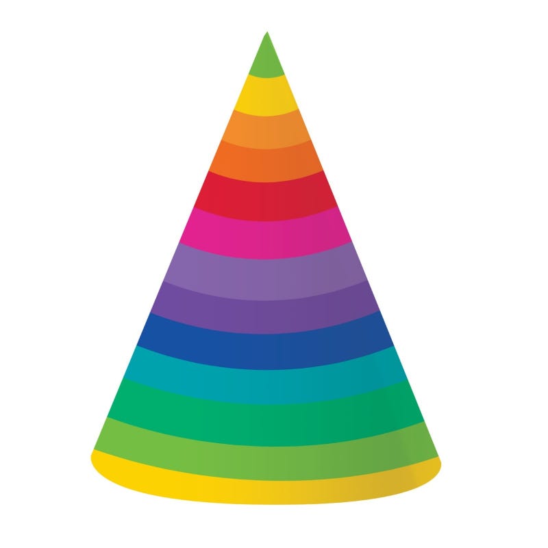 Rainbow Party Hats (Pack of 8)