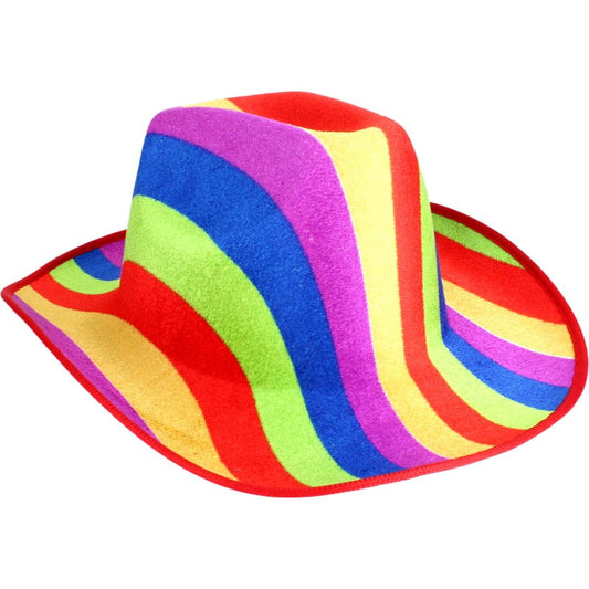 Rainbow Stripe Velour Cowboy Hat