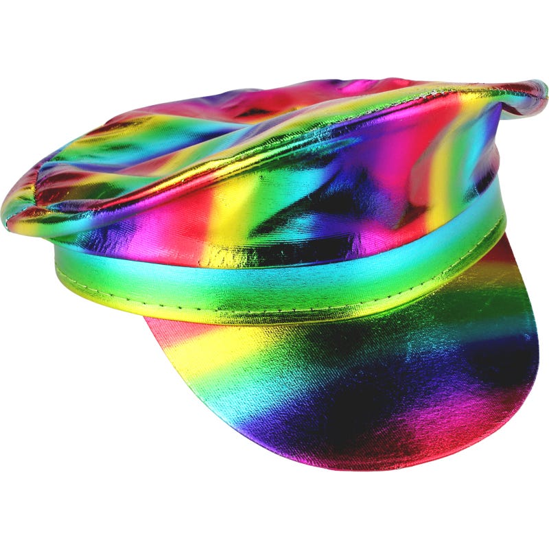 Shiny Rainbow Stripe Captain Hat