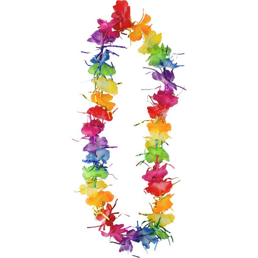 Rainbow Flower & Tinsel Lei