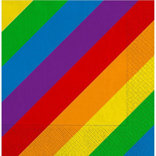 Rainbow Stripes Large Napkins / Serviettes (Pack of 16)