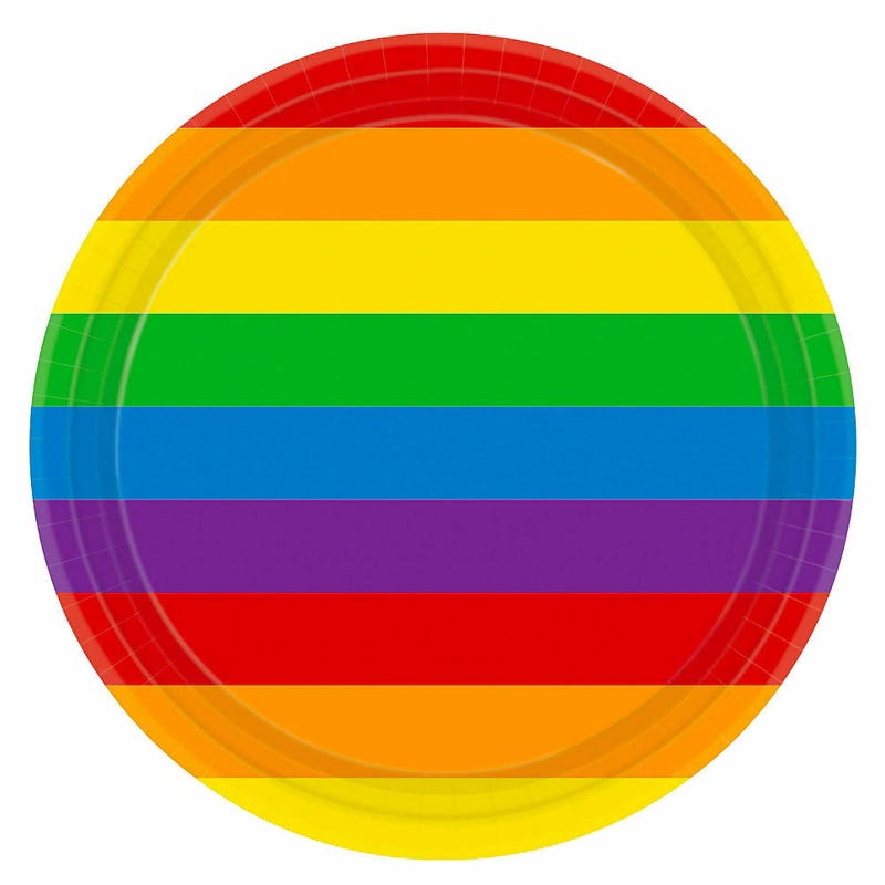 Rainbow Stripes Paper Plates 23cm (Pack of 8)