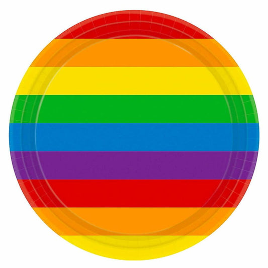 Rainbow Stripes Paper Plates 23cm (Pack of 8)