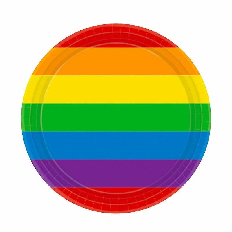 Rainbow Stripes Small Paper Plates (Pack of 8)