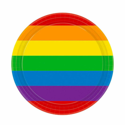 Rainbow Stripes Small Paper Plates (Pack of 8)