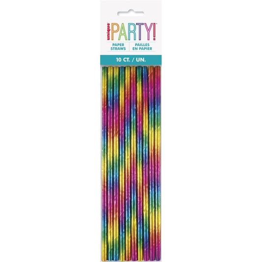 Rainbow Foil Paper Straws (Pack of 10)