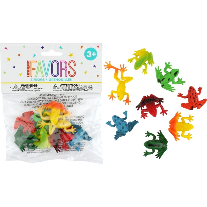 Assorted Plastic Tropical Frogs (Pack of 8)