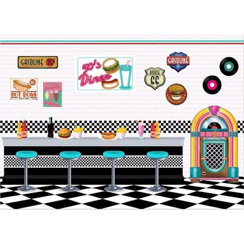 1950's Soda Shop Large Fabric Wall Backdrop