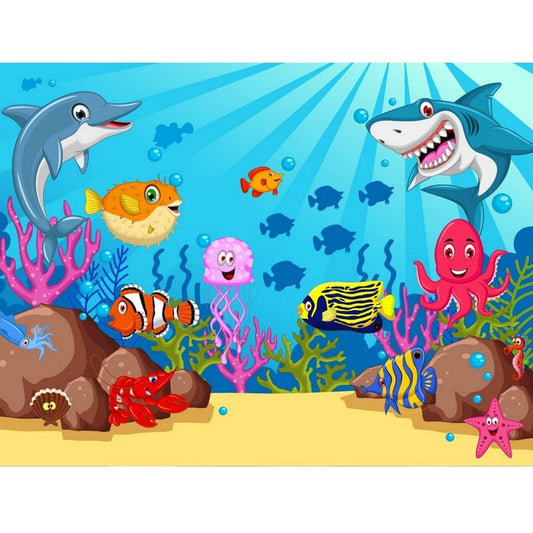 Sea Animals Large Fabric Backdrop