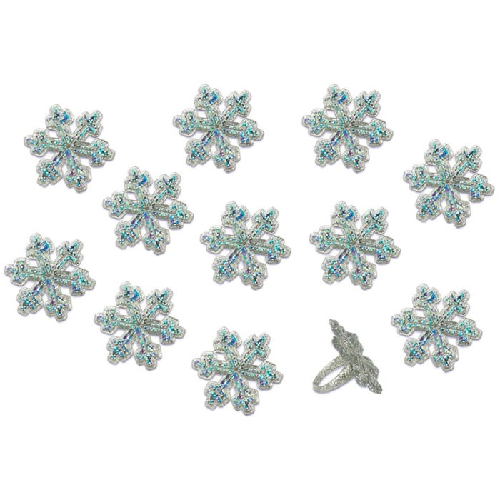 Holographic Snowflake Cupcake Rings (Pack of 12)