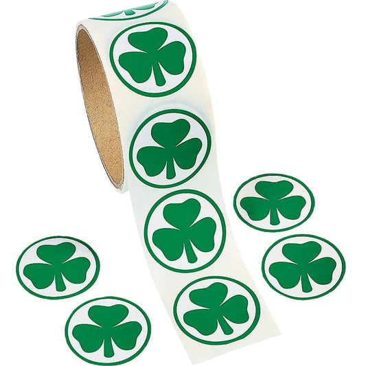 St. Patrick's Day Shamrock Jumbo Stickers (Roll of 100)