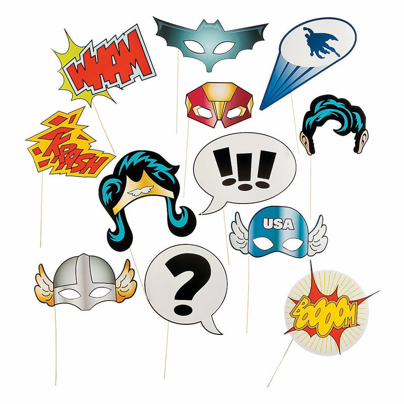 Superhero Photo Booth Prop Set (Pack of 12)