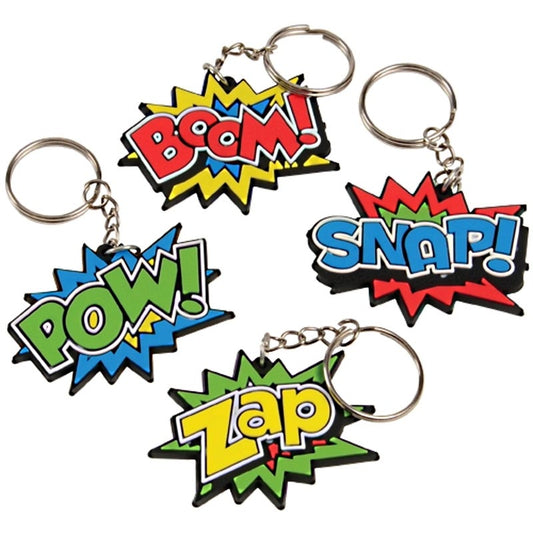 Superhero Slogan Keyrings (Pack of 6)