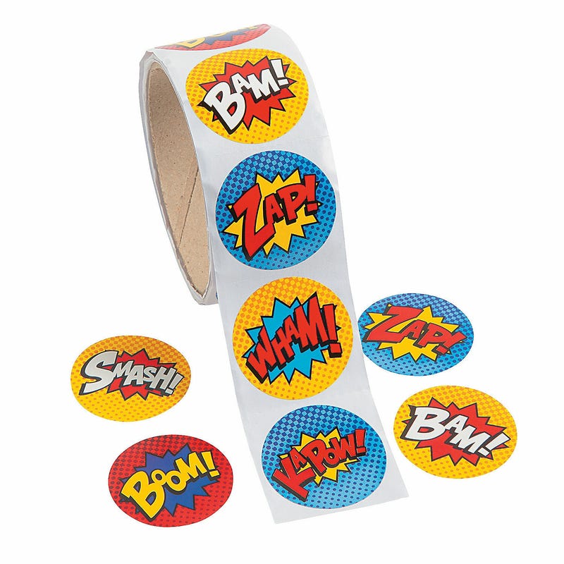 Superhero Stickers (Roll of 100)