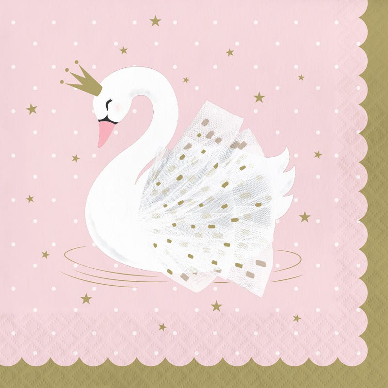 Swan Princess Large Napkins / Serviettes (Pack of 16)