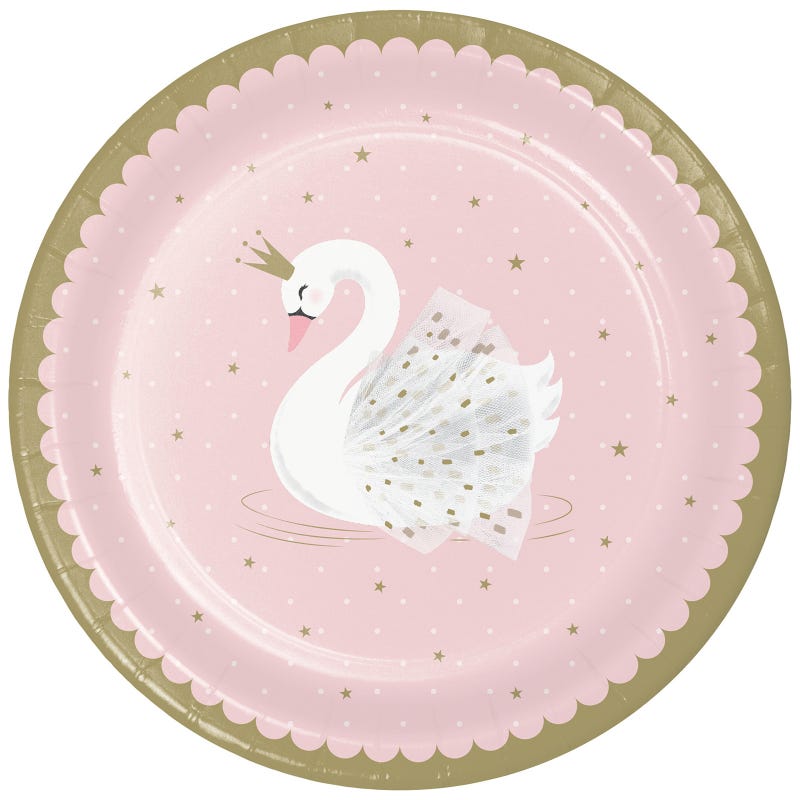 Swan Princess Large Paper Plates (Pack of 8)