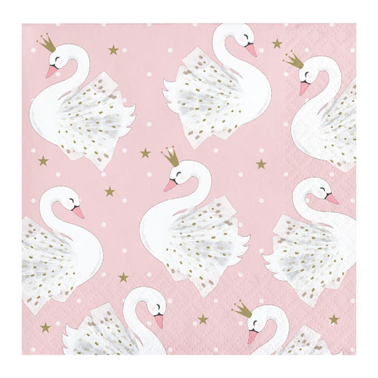 Swan Princess Small Napkins / Serviettes (Pack of 16)