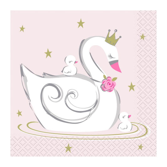 Swan Birthday Small Napkins / Serviettes (Pack of 16)