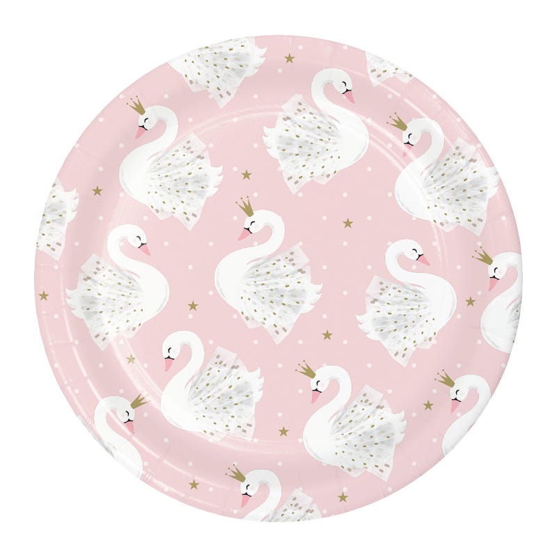 Swan Princess Small Paper Plates (Pack of 8)