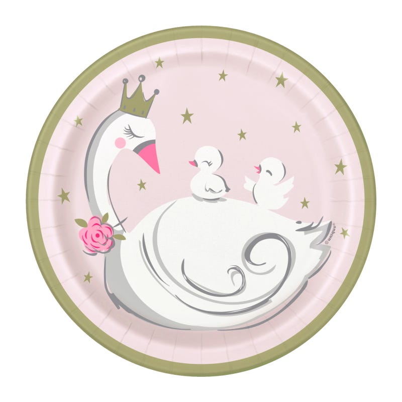 Swan Birthday Small Paper Plates (Pack of 8)