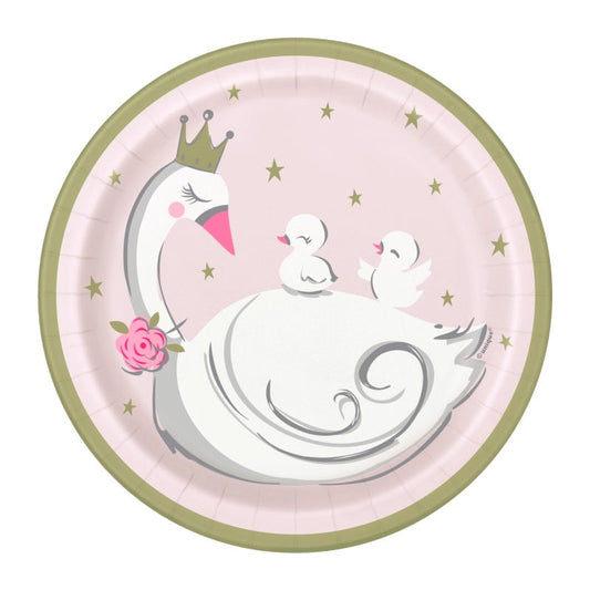 Swan Birthday Small Paper Plates (Pack of 8)