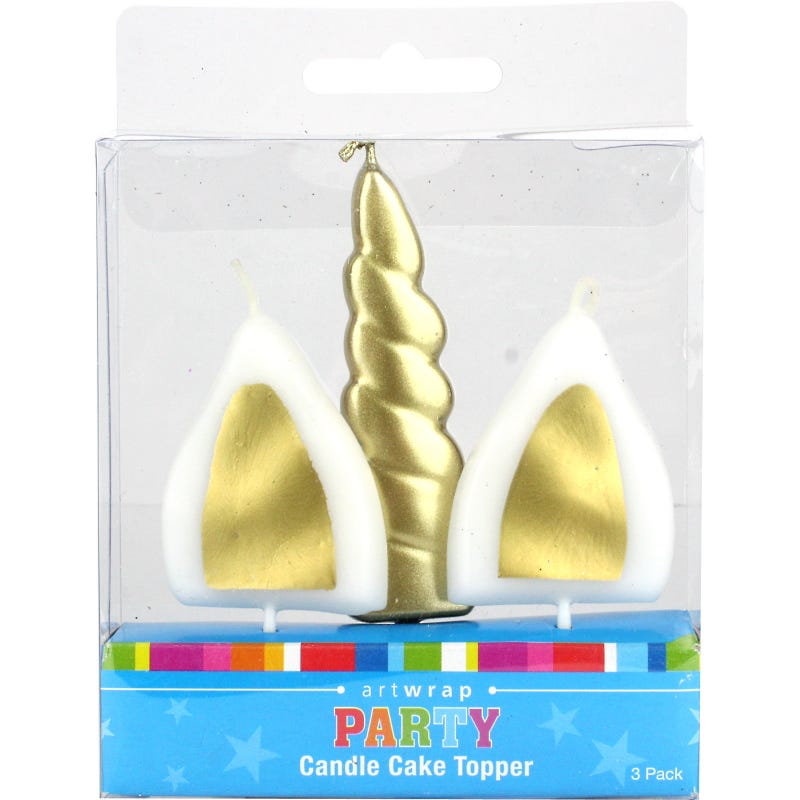 Gold Unicorn Horn & Ears Candles (Set of 3)