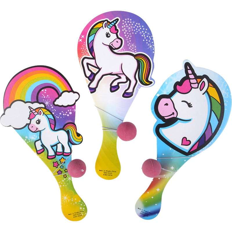 Unicorn Wooden Paddleball Toys (Pack of 12)