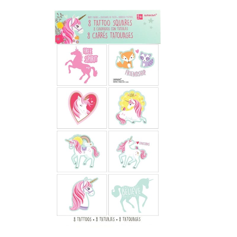 Magical Unicorn Party Tattoos (1 Sheet)