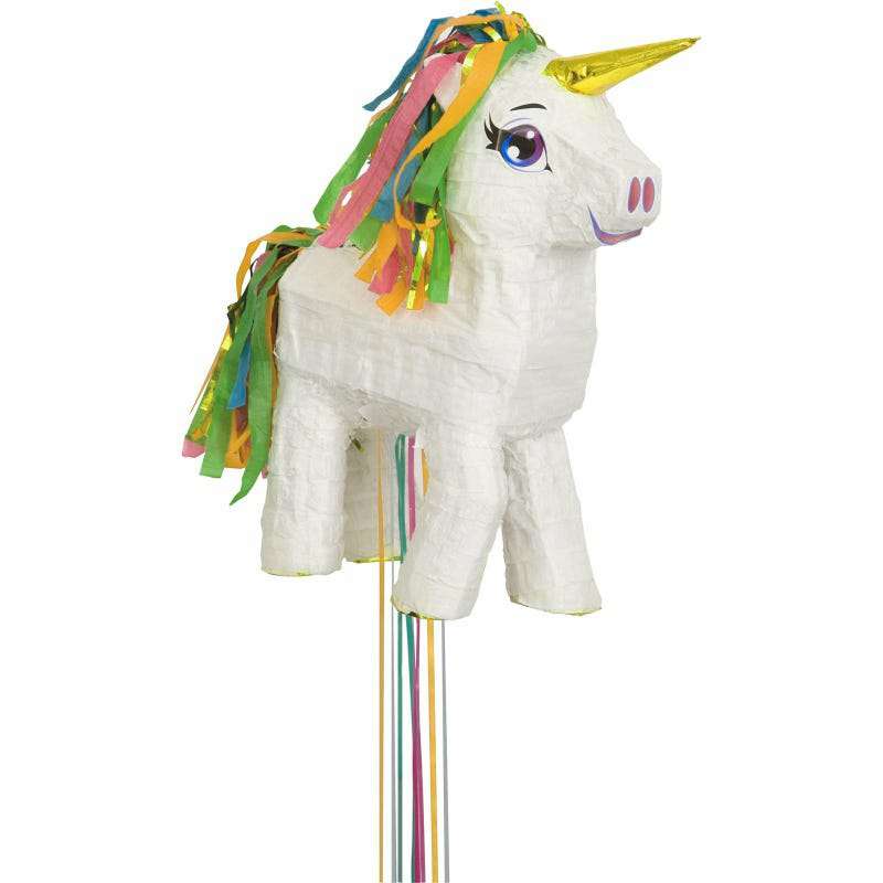 White Unicorn Pull String Pinata