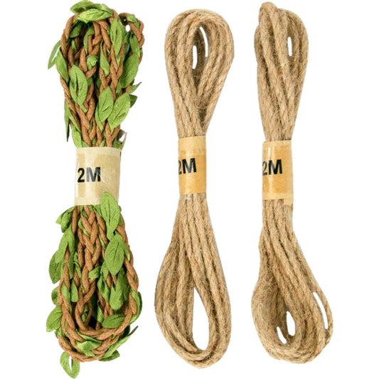 Decorative leaf & Linen Ropes (Set of 3)