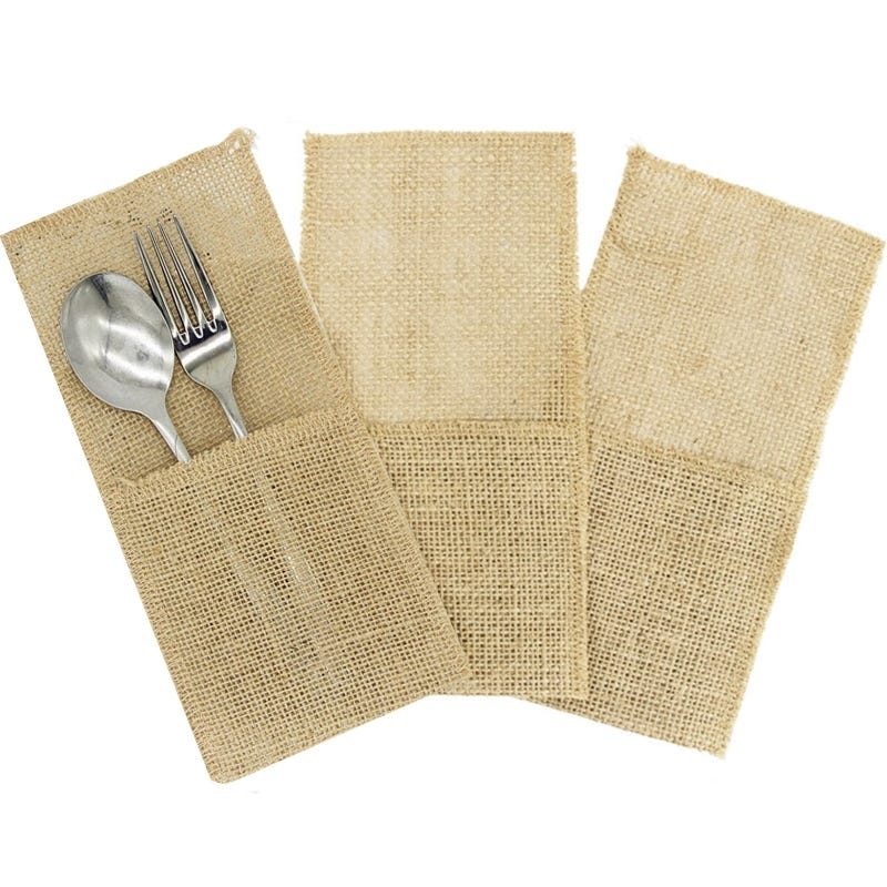 Hessian Cutlery Pouch (Pack of 3)