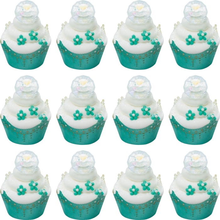 Iridescent Diamond Cupcake Rings (Pack of 12)