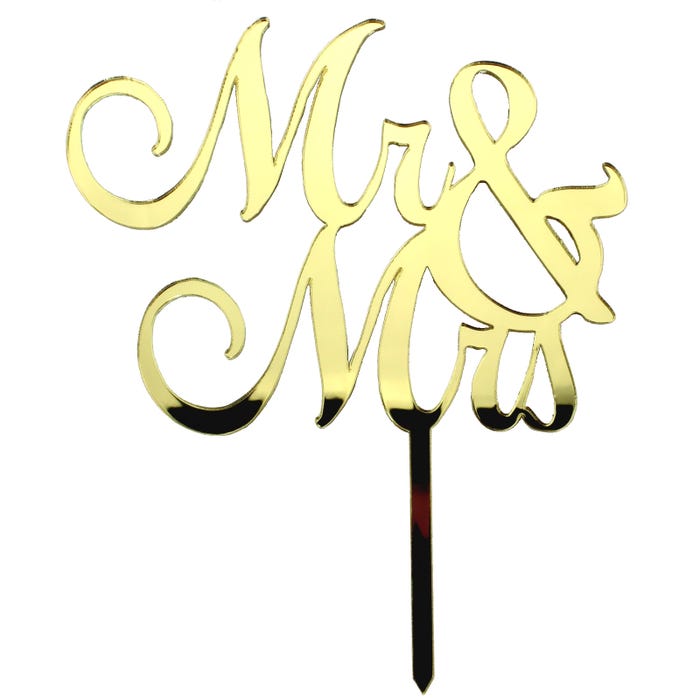 Mr & Mrs Gold Mirror Cake Topper