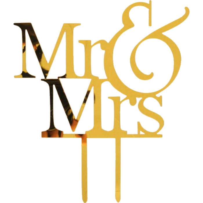 Mr & Mrs Gold Mirror Cake Topper