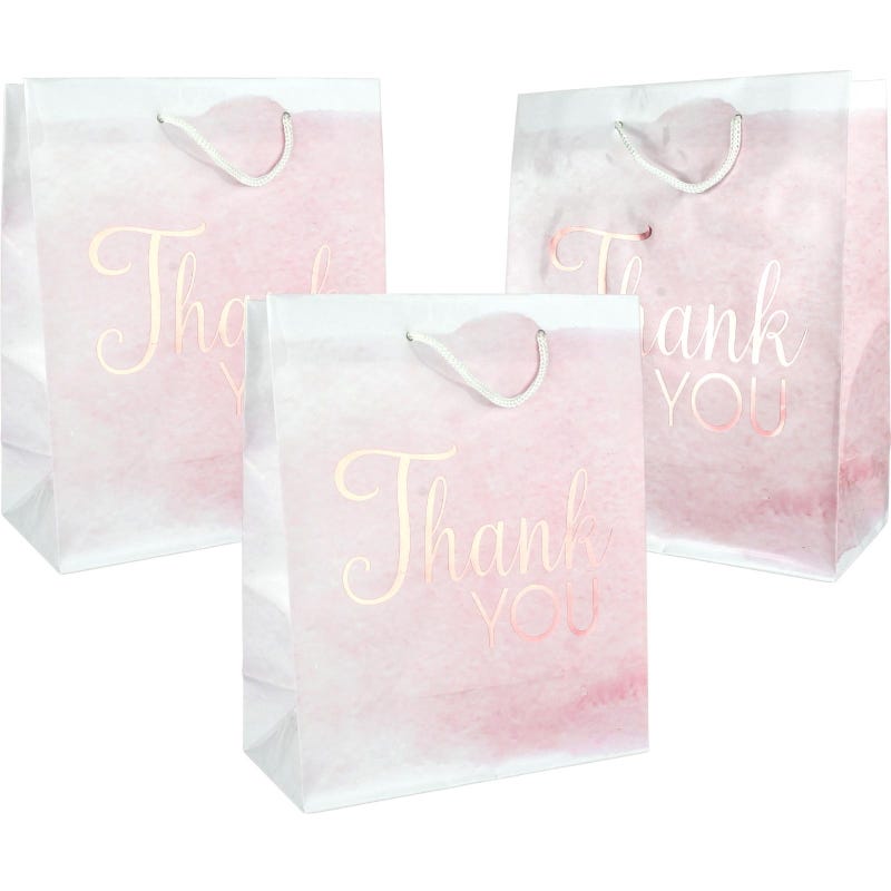 Blush Ombre Thank You Gift Bags 22cm (Pack of 12)