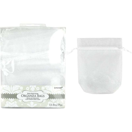 White Organza Drawstring Bags (Pack of 12)