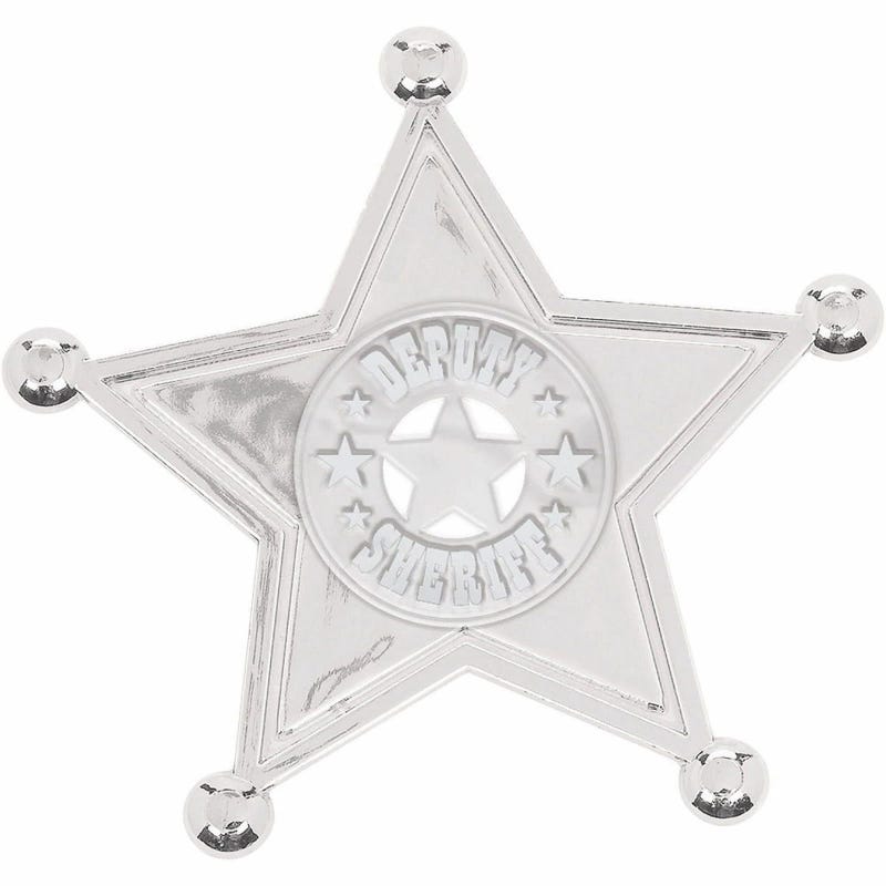 Plastic Silver Deputy Sheriff Badges (Pack of 8)