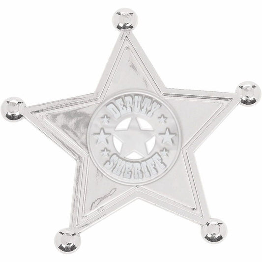 Plastic Silver Deputy Sheriff Badges (Pack of 8)