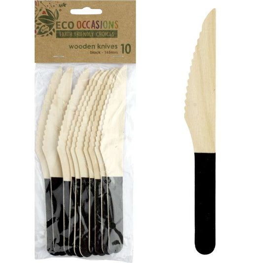 Wooden Dipped Knives Black (Pack of 10)
