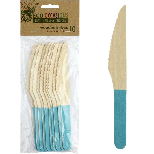 Wooden Dipped Knives Light Blue (Pack of 10)