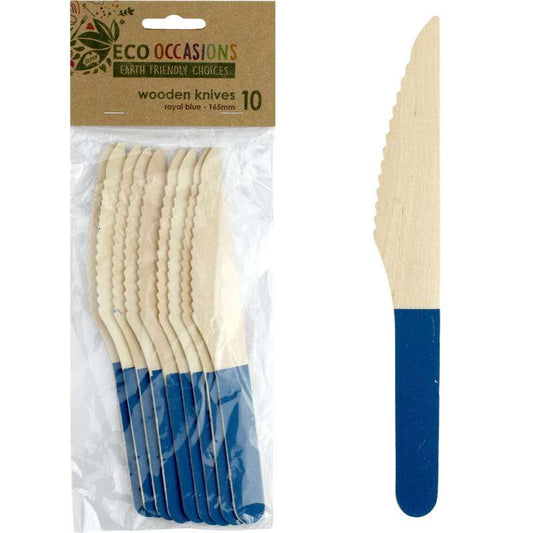 Wooden Dipped Knives Royal Blue (Pack of 10)