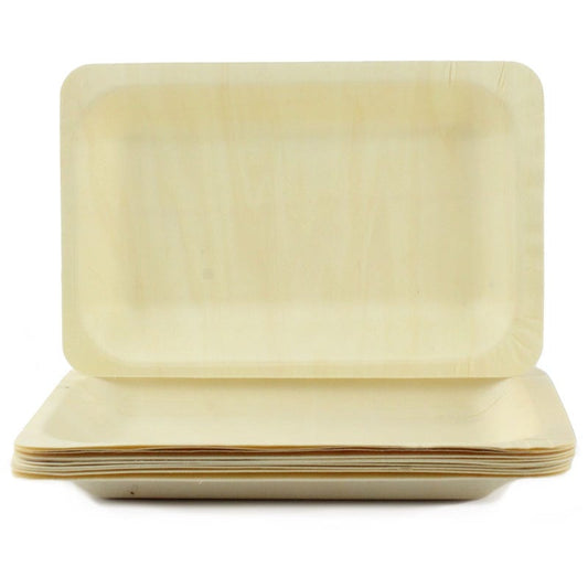 Rectangular Wooden Plates (Pack of 10)