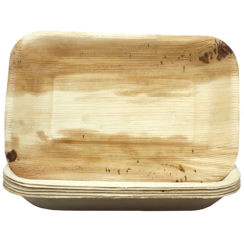 Natural Palm Leaf Rectangular Trays (Pack of 6)