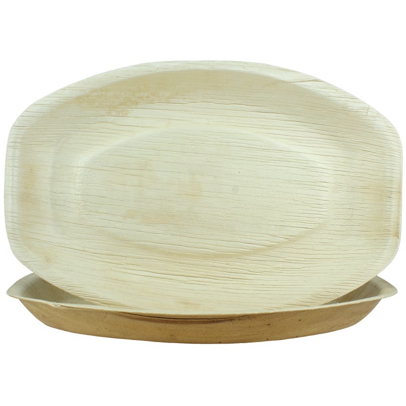 Natural Palm Leaf Oblong Platters 33.5cm (Pack of 2)