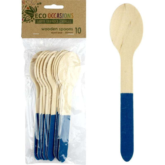 Wooden Dipped Spoons Royal Blue (Pack of 10)